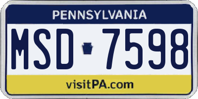 PA license plate MSD7598