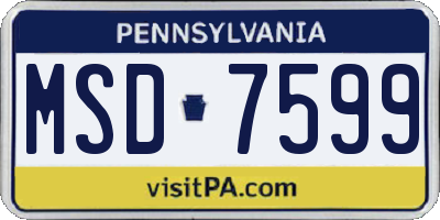 PA license plate MSD7599