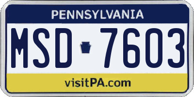 PA license plate MSD7603