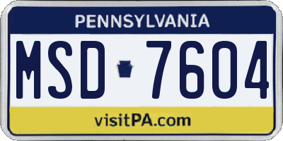 PA license plate MSD7604