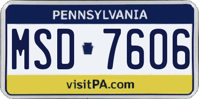 PA license plate MSD7606