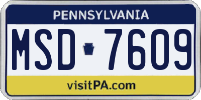 PA license plate MSD7609