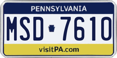 PA license plate MSD7610
