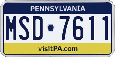 PA license plate MSD7611