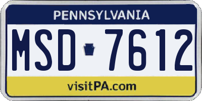 PA license plate MSD7612