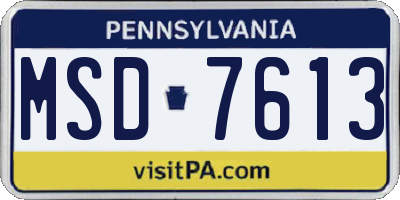 PA license plate MSD7613