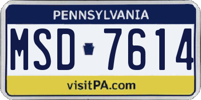 PA license plate MSD7614