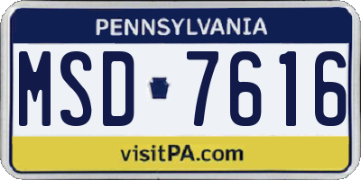PA license plate MSD7616