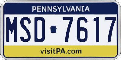 PA license plate MSD7617