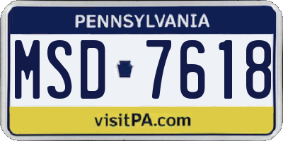 PA license plate MSD7618