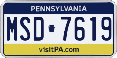 PA license plate MSD7619