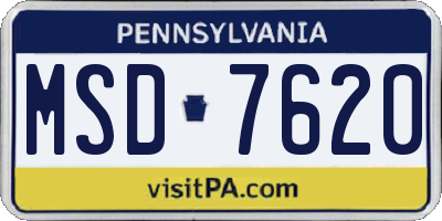 PA license plate MSD7620