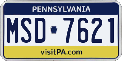 PA license plate MSD7621