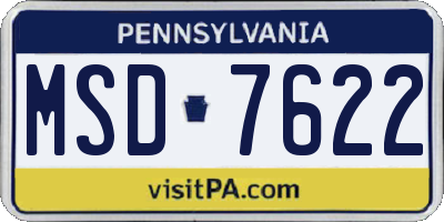 PA license plate MSD7622