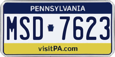 PA license plate MSD7623