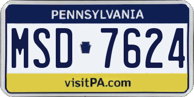 PA license plate MSD7624