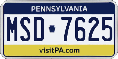 PA license plate MSD7625