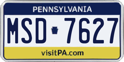 PA license plate MSD7627
