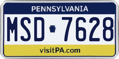 PA license plate MSD7628