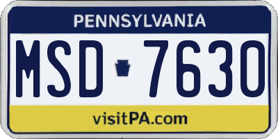 PA license plate MSD7630