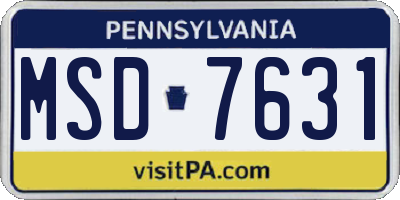 PA license plate MSD7631