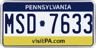 PA license plate MSD7633