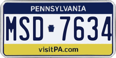 PA license plate MSD7634