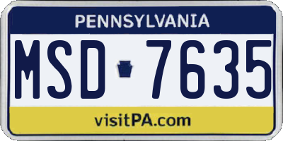 PA license plate MSD7635