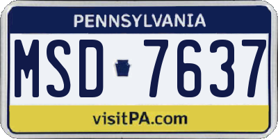 PA license plate MSD7637