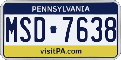 PA license plate MSD7638