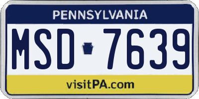 PA license plate MSD7639