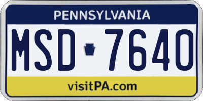 PA license plate MSD7640