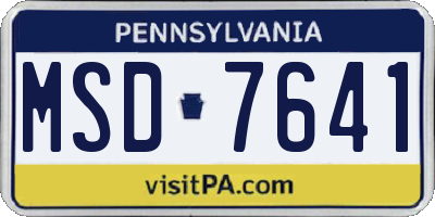 PA license plate MSD7641