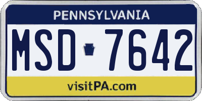 PA license plate MSD7642
