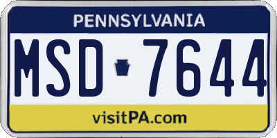 PA license plate MSD7644