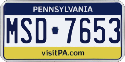 PA license plate MSD7653