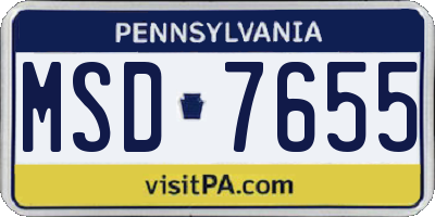 PA license plate MSD7655