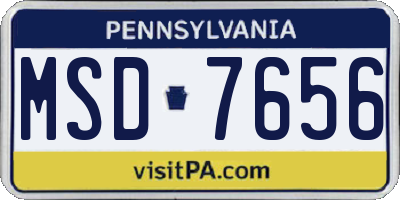 PA license plate MSD7656