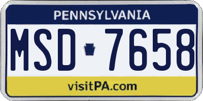 PA license plate MSD7658