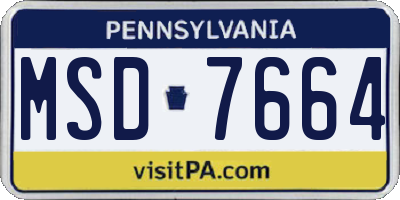 PA license plate MSD7664