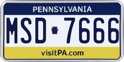 PA license plate MSD7666