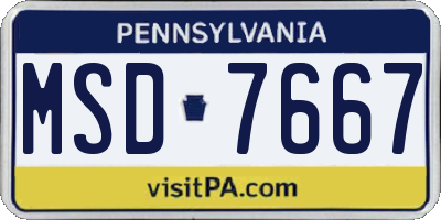 PA license plate MSD7667