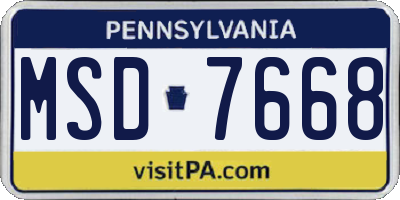 PA license plate MSD7668