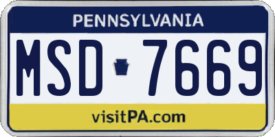 PA license plate MSD7669