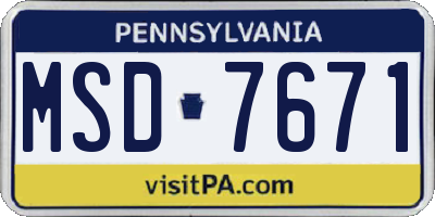 PA license plate MSD7671