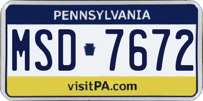 PA license plate MSD7672