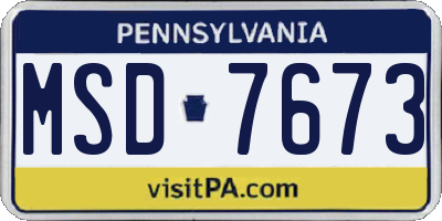 PA license plate MSD7673