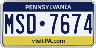 PA license plate MSD7674
