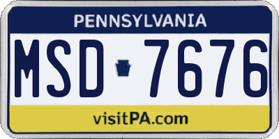 PA license plate MSD7676