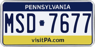 PA license plate MSD7677